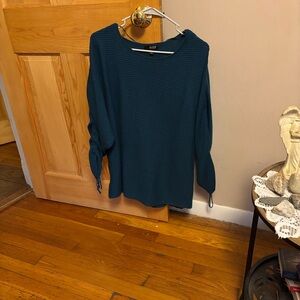 Teal Ribbed Long Sleeve Sweater